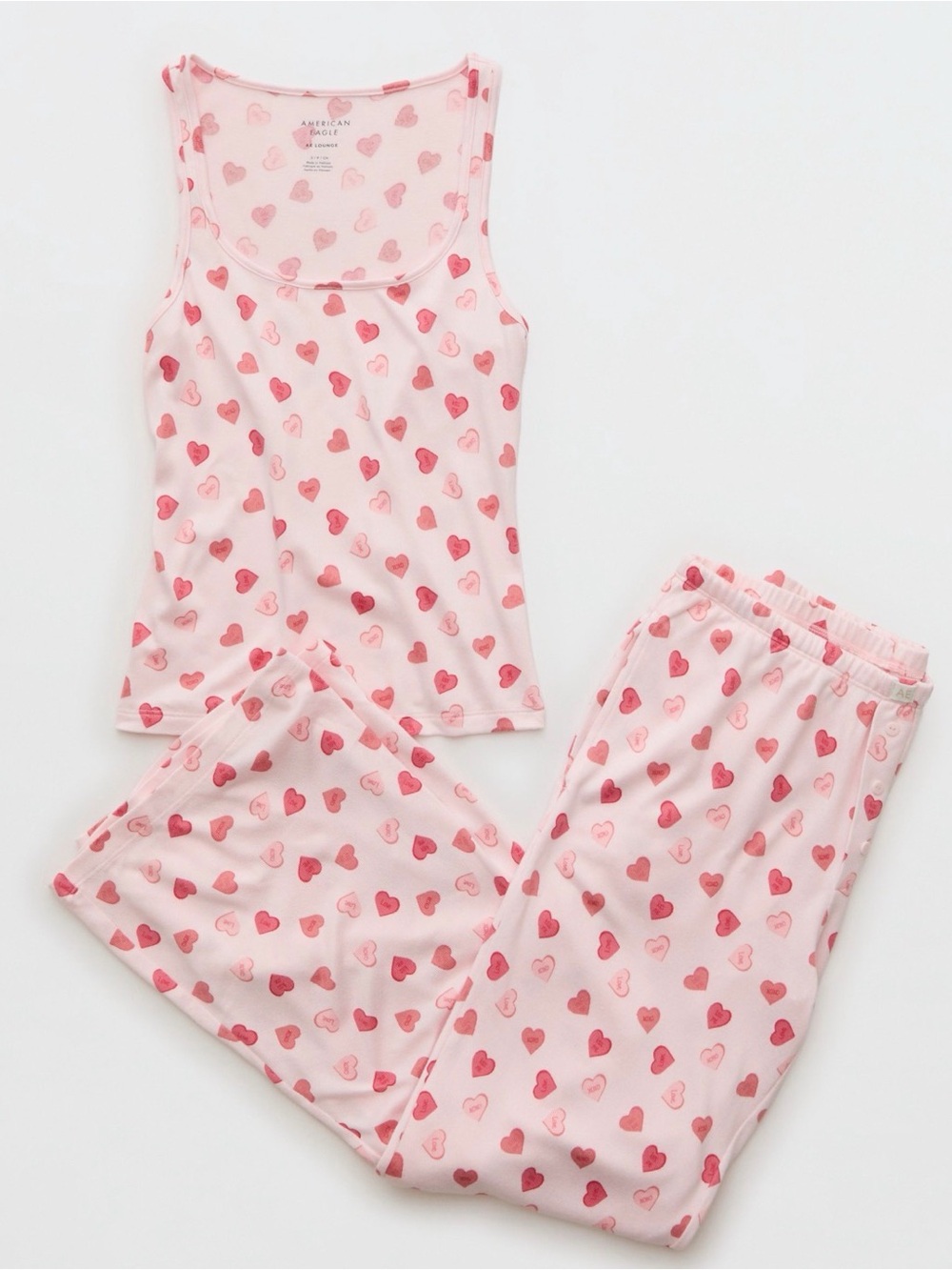 American Eagle Luxe Plush Candy Heart PJ Set
